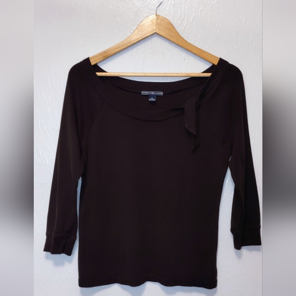 Brown‎ American Living Women's Size Medium 3/4 Sleeve Top